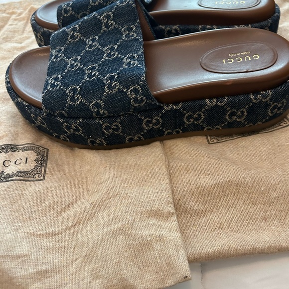 Gucci Blue denim  Slide Sandals size 40 - Picture 2 of 5